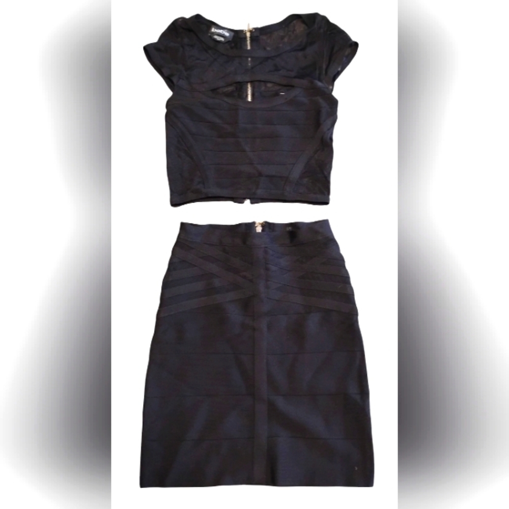 bebe | 2 Piece Bodycon Black Skirt Set